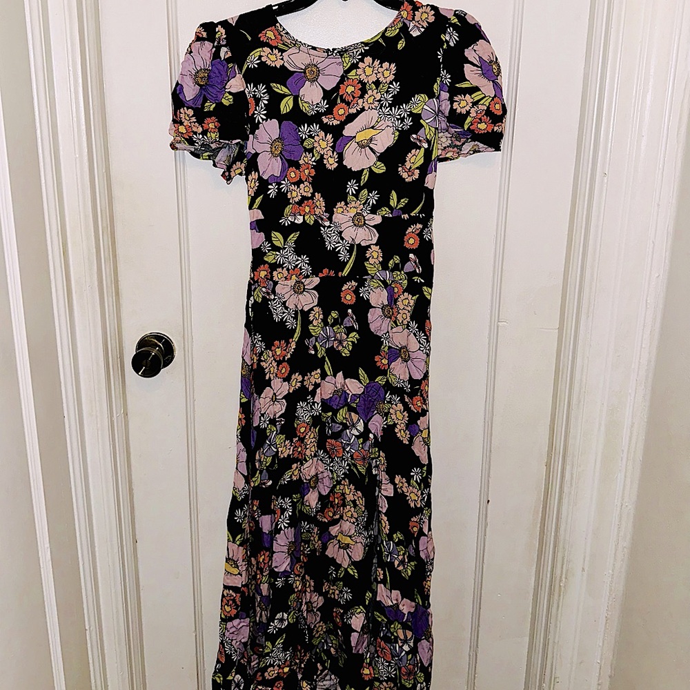 AFRM: Floral Summertime Knee Length Slit Dress